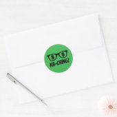 Ka-ching dollarteken in de ogen grappige groene ui ronde sticker (Envelop)