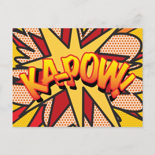 KA-POW Fun Retro Comic Book Pop Art Aankondigingskaart (Voorkant)