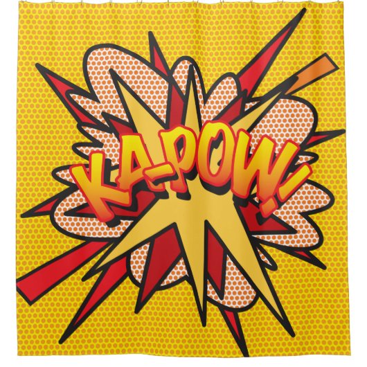 KA-POW Fun Retro Comic Book Pop Art Douchegordijn (Voorkant)
