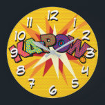 KA-POW Fun Retro Comic Book Pop Art Grote Klok<br><div class="desc">Fun trendy superheld stripboeken pop klokken die er zeker van zijn dat ze een splash of color toevoegen aan een reeks kamers rond je huis of kantoor. Een ideale manier om jezelf of iemand die je kent te behandelen met deze coole, unieke striptekenklokken. Waarom niet wat zap pow en griep...</div>
