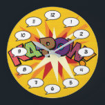 KA-POW Fun Retro Comic Book Pop Art Grote Klok<br><div class="desc">Fun trendy superheld stripboeken pop klokken die er zeker van zijn dat ze een splash of color toevoegen aan een reeks kamers rond je huis of kantoor. Een ideale manier om jezelf of iemand die je kent te behandelen met deze coole, unieke striptekenklokken. Waarom niet wat zap pow en wham...</div>