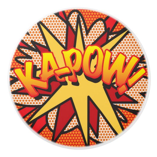 KA-POW Fun Retro Comic Book Pop Art Keramische Knop (Voorkant)