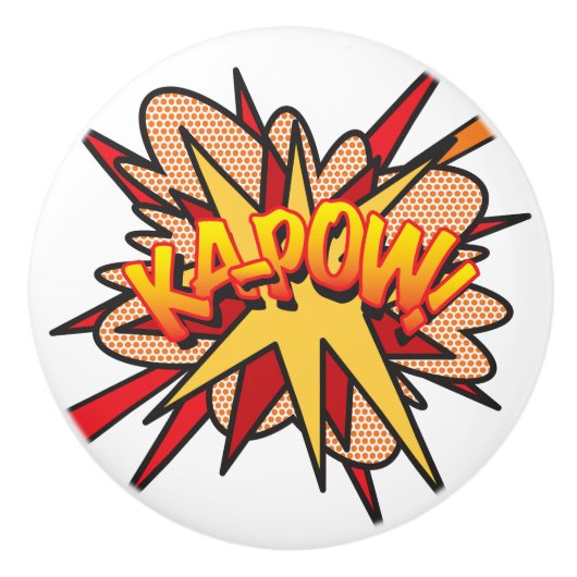 KA-POW Fun Retro Comic Book Pop Art Keramische Knop (Voorkant)