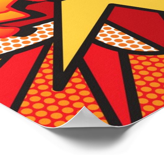 KA-POW Fun Retro Comic Book Pop Art Poster (Hoek)
