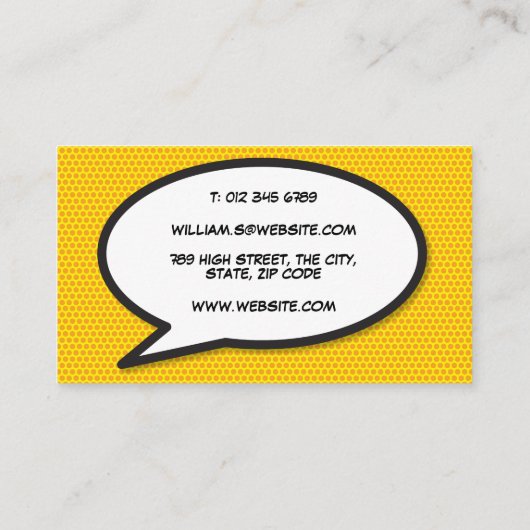 KA-POW Fun Retro Comic Book Visitekaartje (Achterkant)