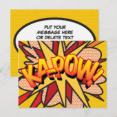 KA-POW Je Bericht Spraakballon Fun Retro Aankondigingskaart (Voorkant / Achterkant)