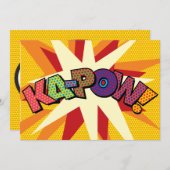 KA-POW Je bericht spraakballon leuk retro Aankondiging (Voorkant / Achterkant)