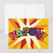 KA-POW Leuke Retro Strip Pop Art Aankondigingskaart (Voorkant / Achterkant)