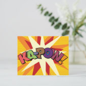 KA-POW Leuke Retro Strip Pop Art Aankondigingskaart (Staand voorkant)