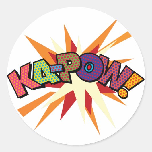 KA-POW Leuke Retro Strip Pop Art Ronde Sticker (Voorkant)
