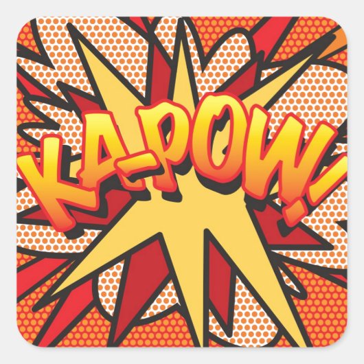 KA-POW Leuke Retro Strip Pop Art Vierkante Sticker (Voorkant)