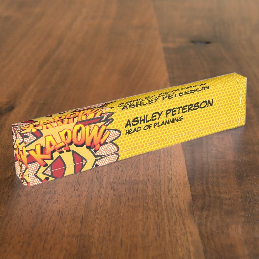 KA-POW Leuke Retro Stripboek Naambordje (Zijkant)