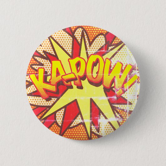 KA-POW Leuke Retro Stripboek Pop Art Ronde Button 5,7 Cm (Voorkant)