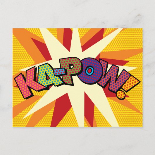 KA-POW Pret Retro Stripboek Pop Art Briefkaart (Voorkant)