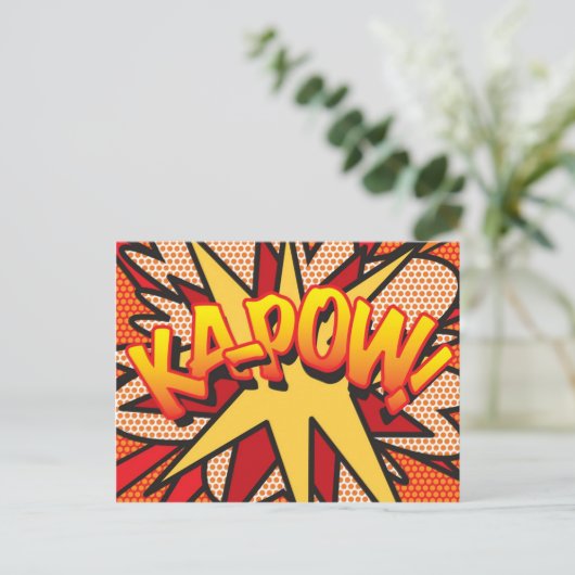 KA-POW Pret Retro Stripboek Pop Art Briefkaart (Staand voorkant)