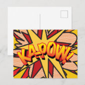 KA-POW Pret-retro-strips Pop Art Aankondigingskaart (Voorkant / Achterkant)