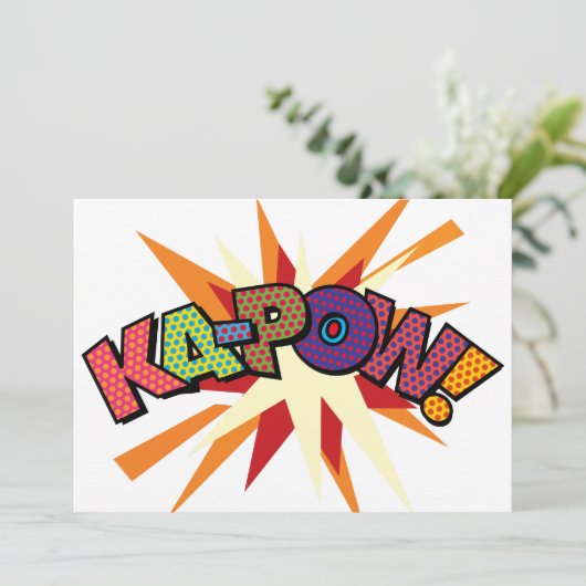 KA-POW Pret-retro-strips Pop Art Kaart (Staand voorkant)