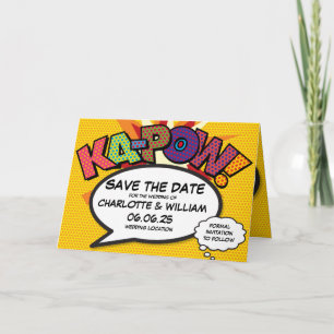 KA-POW Save the Date Fun Retro Comic Book Pop Art Aankondiging