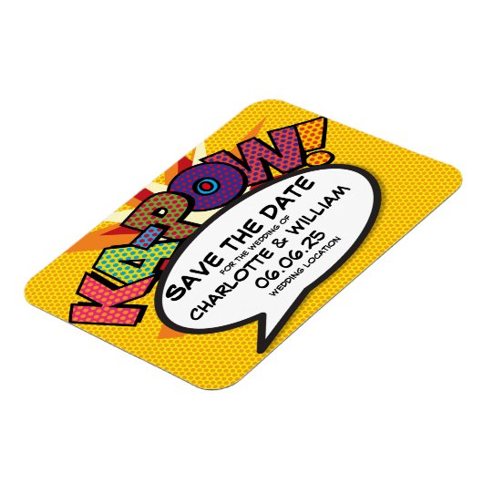 KA-POW Sla de datum op Leuk Modern Kleurrijk Magneet (Linkerzijde)