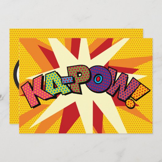 KA-POW Uw Bericht Spraak Bubble Fun Retro Aankondiging (Voorkant / Achterkant)