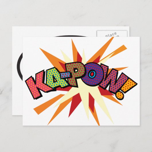 KA-POW Uw Bericht Spraakballon Fun Retro Briefkaart (Voorkant / Achterkant)