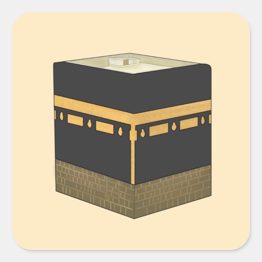 Kaaba - ا ل ك ب ة de Kaabah Hand Drawn Vierkante Sticker (Voorkant)