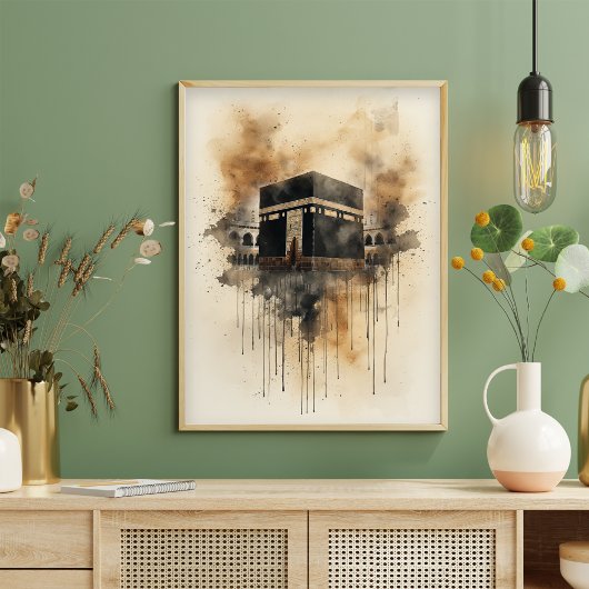 Kaaba Aquarel Kunst – Heilig Islamitisch Symbool Poster