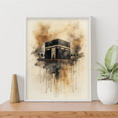 Kaaba Aquarel Kunst – Heilig Islamitisch Symbool Poster