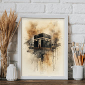 Kaaba Aquarel Kunst – Heilig Islamitisch Symbool Poster