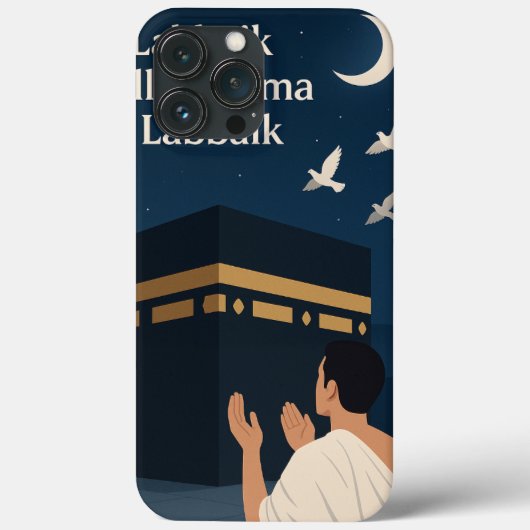 Kaaba Night Mobile Hoesje – Pilgrim in Prayer Unde (Achterkant)
