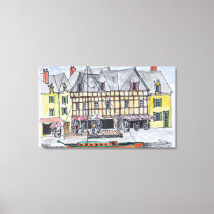 Kaai Franklin, Saint-Goustan Auray, Bretagne Canvas Afdruk