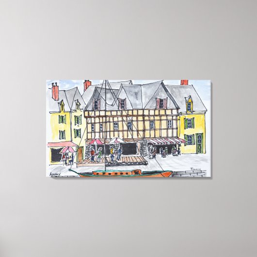 Kaai Franklin, Saint-Goustan | Auray, Bretagne Canvas Afdruk (Voorkant)