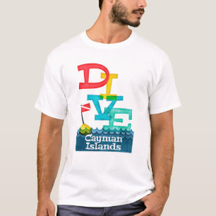 Kaaimaneilanden duiken - kleurrijke scuba t-shirt