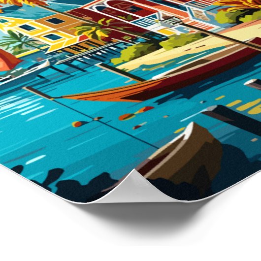 Kaaimaneilanden vintage reisillustratie poster (Hoek)