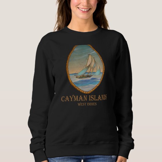 Kaaimaneilanden West-Indië Retro zeilboot Trui (Voorkant)