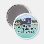"Kaaimaneilanden zon & plezier" met vlag Magneet (Voorkant / Achterkant)