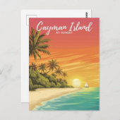 Kaaimaneilandje bij Sunset Waterverf Painting Briefkaart (Voorkant / Achterkant)