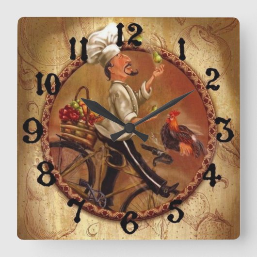  kaak met fruitmandje vierkante klok (Voorkant)