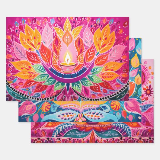 Kaak - roze Diwali laten vallen Inpakpapier Vel (Set)