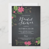 Kaakte Floral Bridal Shower-uitnodigingen Kaart (Voorkant)