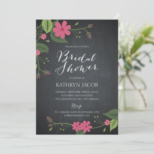 Kaakte Floral Bridal Shower-uitnodigingen Kaart (Staand voorkant)