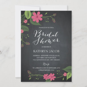 Kaakte Floral Bridal Shower-uitnodigingen Kaart