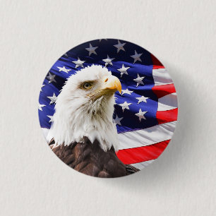 Kaal Eagle met de Amerikaanse Achtergrond van de Ronde Button 3,2 Cm