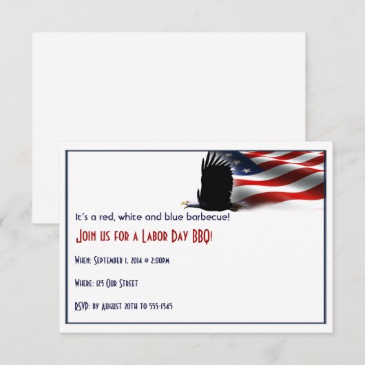 Kaal Eagle vliegt de Dag van de Arbeid van de Vlag Kaart (Voorkant / Achterkant)