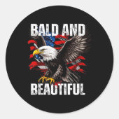 Kaal en mooi 4 juli Onafhankelijkheidsdag Ameri Ronde Sticker (Voorkant)