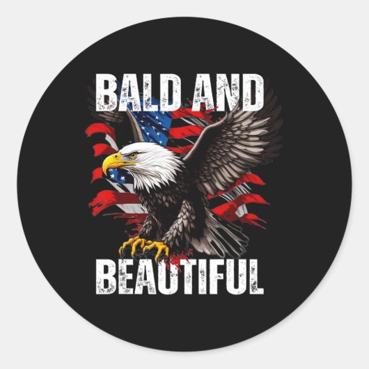 Kaal en mooi 4 juli Onafhankelijkheidsdag Ameri Ronde Sticker (Voorkant)