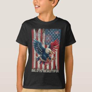 Kaal Is Mooi Adelaar Usa Vlag Patriottische 4e Jul T-shirt