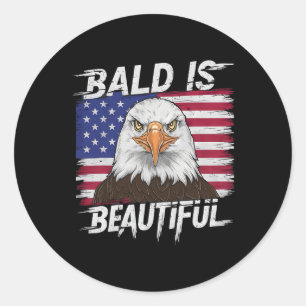 Kaal is mooi patriottische Mannen vrouwen grappig  Ronde Sticker