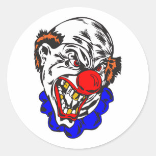 kaal kwaadaardige clown ronde sticker