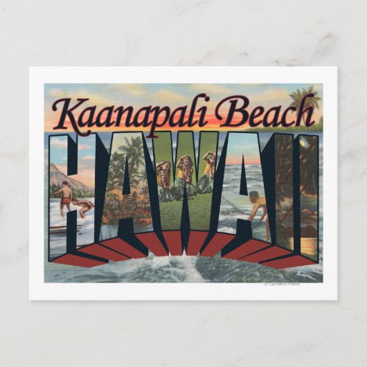 Kaanapali Beach, Hawaii - grote letterscènes Briefkaart (Voorkant)